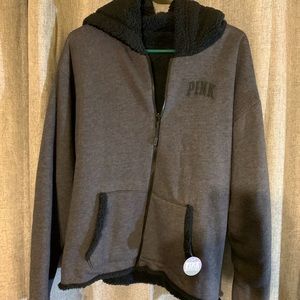 New PINK Reversible Sherpa-Lined Hoodie